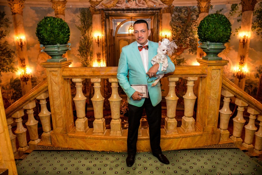 Anthony Rubio with Chihuahua Kimba attend the 2015 Bideawee Ball held at Pierre Hotel