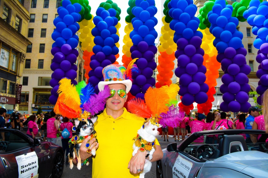 Anthony Rubio and Bogie and Kimba marched in the 46th Annual Pride Parade in New York City